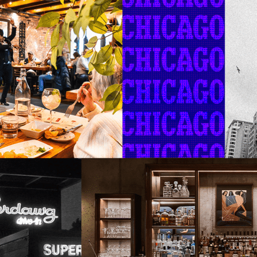 Pemandangan Chicago dengan latar belakang gedung tinggi dan sungai, cocok untuk bisnis